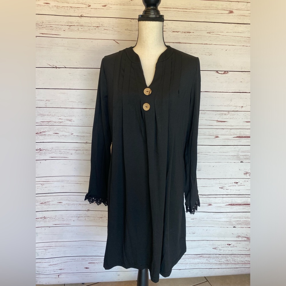 NWOT Black Long Sleeve Pullover Dress XL